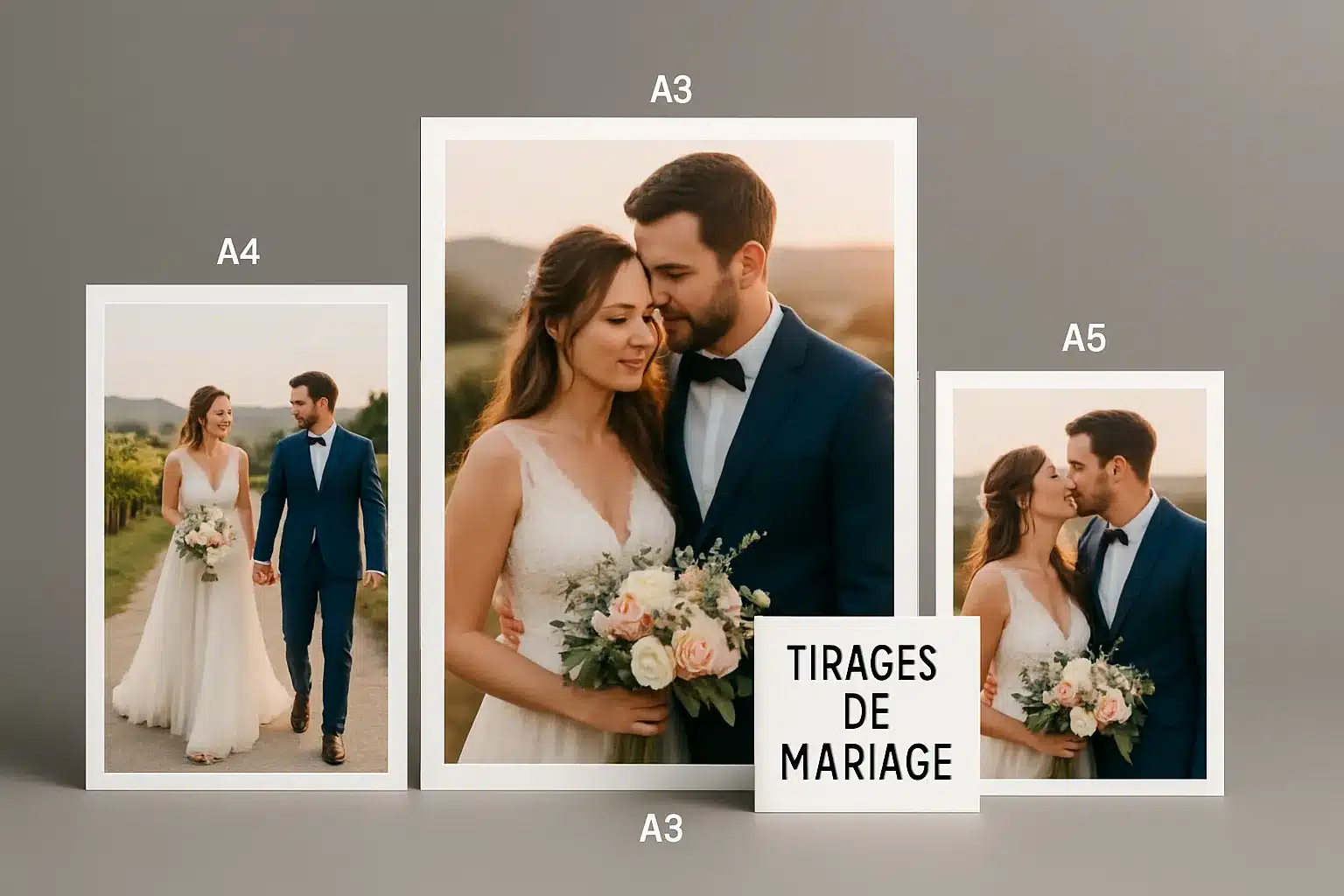 Des supports d'impression vari&eacute;s pour la photographie de mariage.